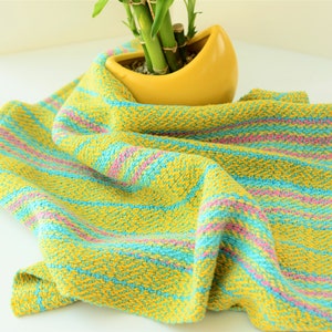 Handwoven Yellow Striped Cotton Dish Towel image 2