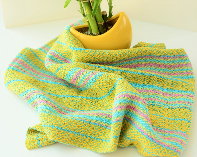 Handwoven Yellow Striped Cotton Dish Towel image 2