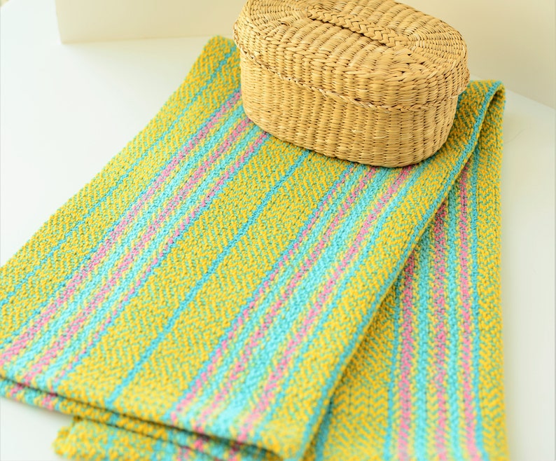 Handwoven Yellow Striped Cotton Dish Towel image 5