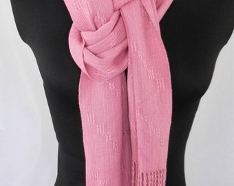 Handwoven Bamboo Scarf,  Pastel Pink Lace-Weave