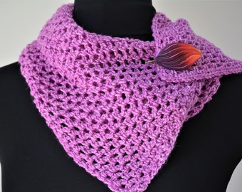 Crocheted Fuschia Scarf; Baby Alpaca, fine Merino Wool, and Silk Cowl