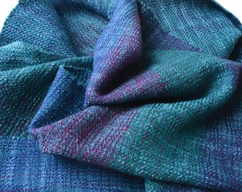 Handwoven Alpaca and Tencel Multi-colored Scarf, Fall or Winter Neckwear