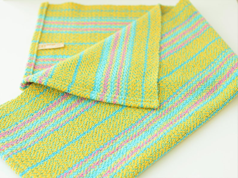 Handwoven Yellow Striped Cotton Dish Towel image 6