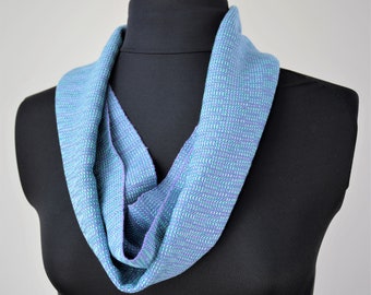Bamboo and Tencel Handwoven Short Loop Scarf, Lavender Multi Spring Cowl