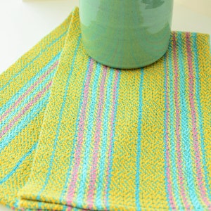 Handwoven Yellow Striped Cotton Dish Towel image 1