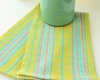 Handwoven Yellow Striped Cotton Dish Towel