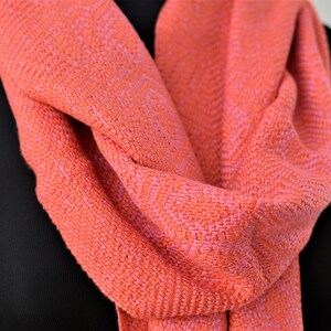 Handwoven Coral and Rose Bamboo Scarf image 3