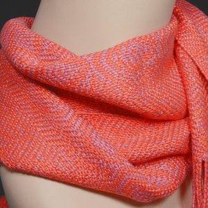 Handwoven Coral and Rose Bamboo Scarf image 4