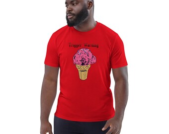 Ice Cream Cone Trigger Warning Unisex T-shirt van biologisch katoen