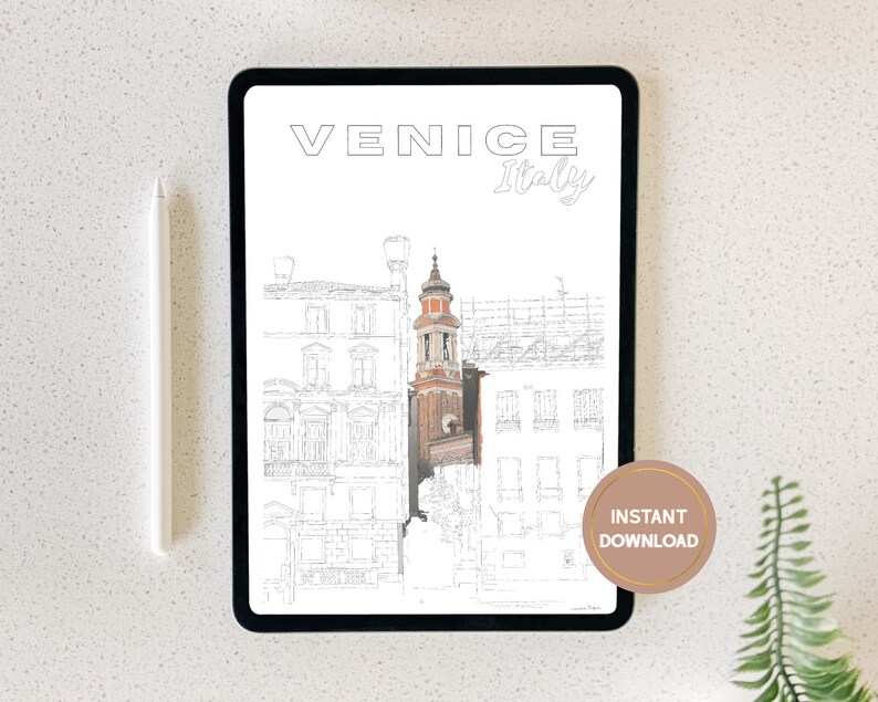 Download Venice Italy Printable Coloring Page Adult Coloring Books Etsy