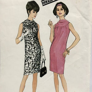 Vintage 1960&#39;s McCall&#39;s 8620 Size 14 Donald Brooks Shift Dress Pattern Sleeveless