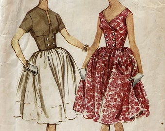 Vintage 1960's McCall's 5417 Size 12 Dress w/ Full Skirt & Bolero Jacket Pattern