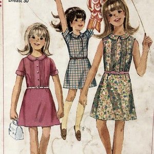 Vintage 1960&#39;s Simplicity 7110 Girls Size 12 Shirtwaist Dress Pattern
