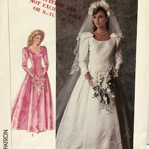 Vintage 1980&#39;s Simplicity 7937 Size 10 Bridal Gown Bridesmaid Dress Pattern