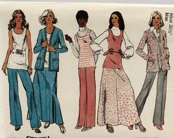 Uncut Vintage 1970's Simplicity 5357 Cardigan-Jacket Skirt Pants Pattern Size 12