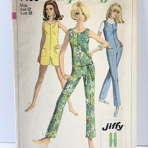 Vintage 1960&#39;s Simplicity 7133 Size 12 Jiffy Jumpsuit or Romper Pattern