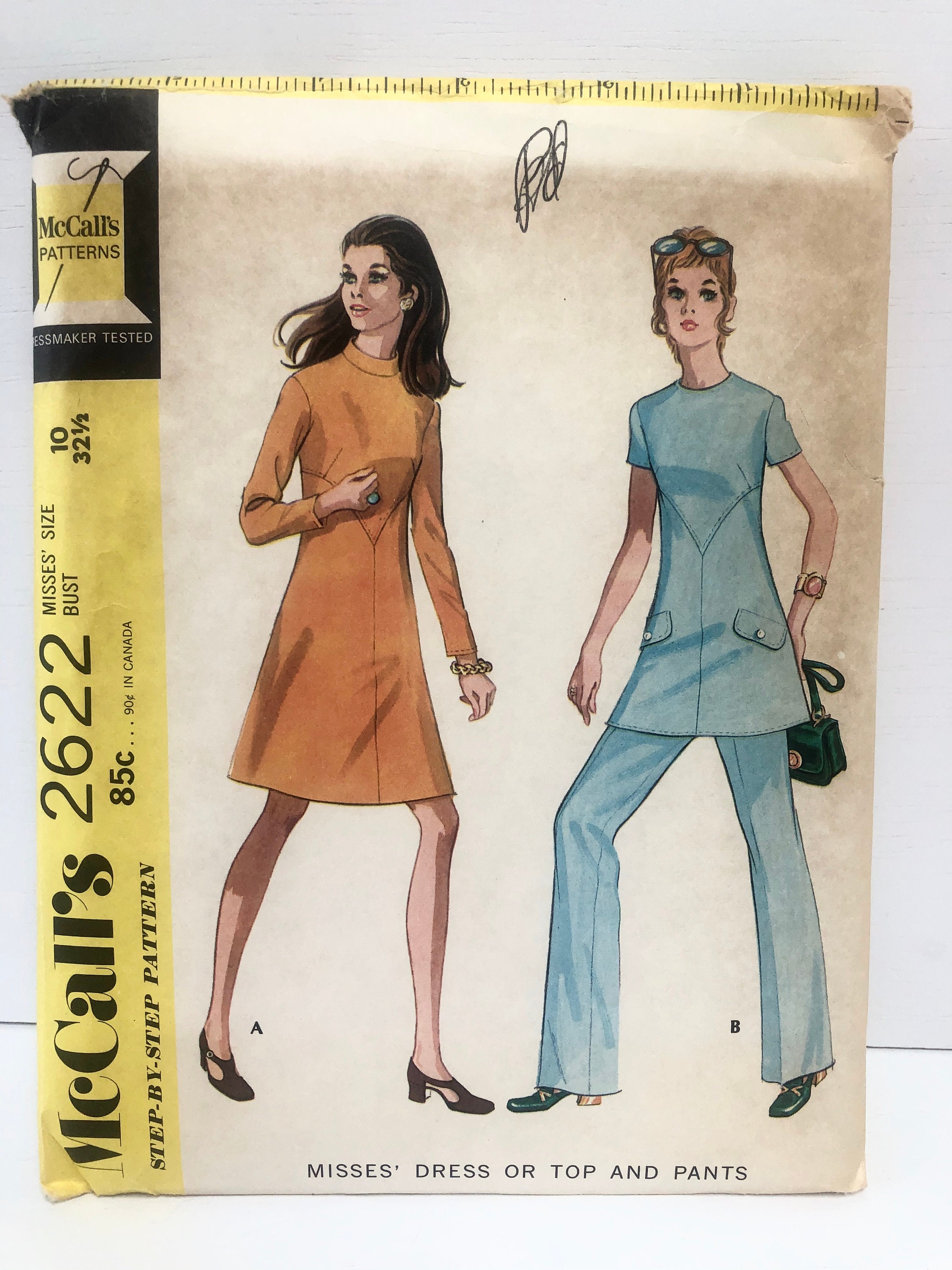 Vintage 1970's Mccall's Dress Pants Suit Pattern 2622 Etsy