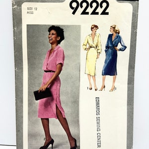 Unused Vintage 1970's Simplicity 9222 Size 12 Mock Wrap Dress and Tie Belt Pattern