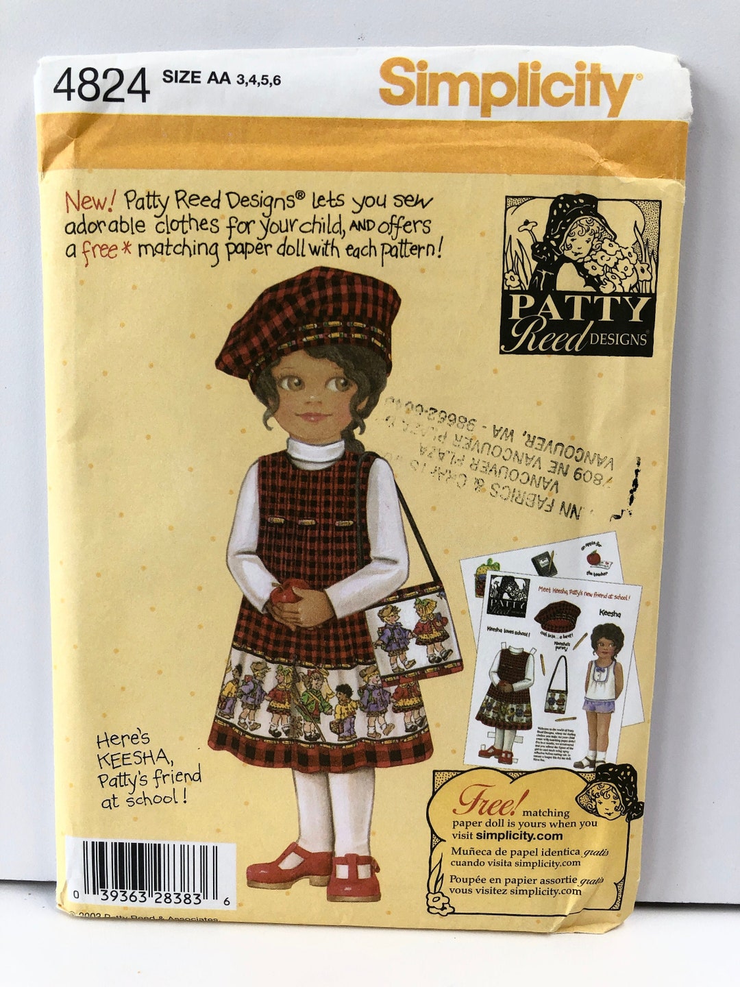 Uncut Simplicity 4824 Patty Reed Designs Child's Jumper Hat Bag Pattern ...
