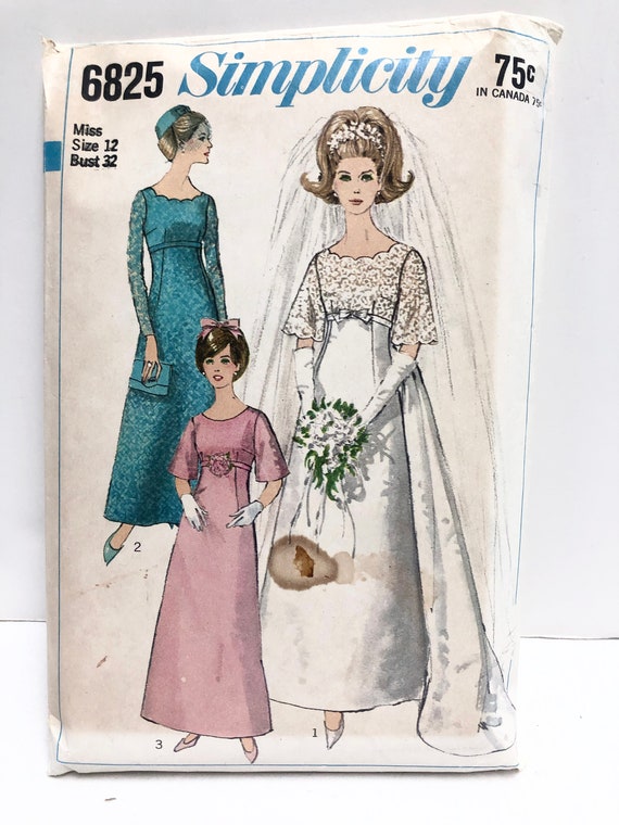 Vintage 1960's Simplicity 6825 Wedding Dress Bridal Gown Evening Detachable Train Pattern Size 12 - Etsy UK Vintage 1960's Simplicity 6825 Wedding Dress Bridal Gown Evening Detachable Train Pattern Size 12 - Etsy UK