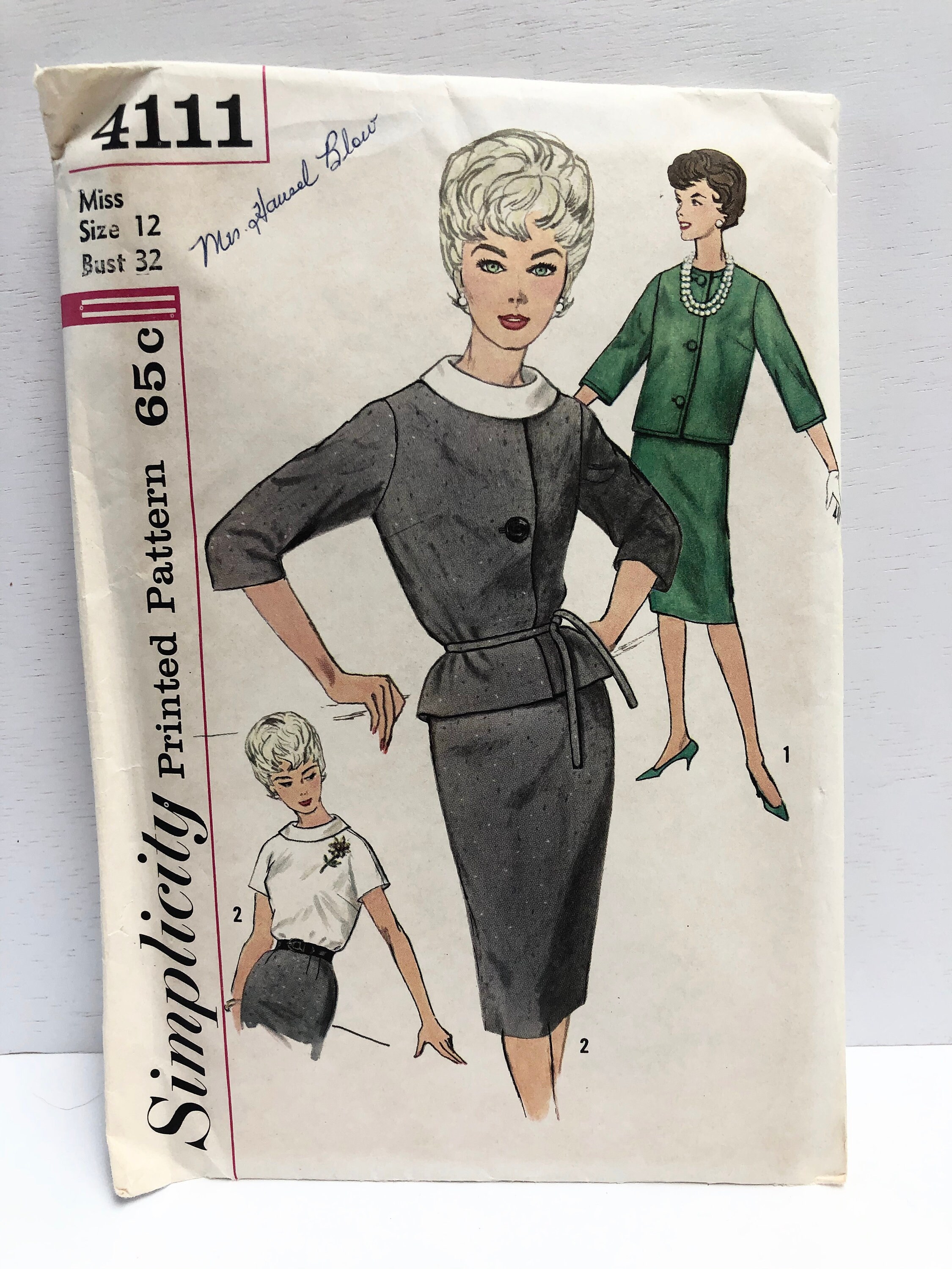 最も優遇 Simplicity 1950's Vintage Uncut 4111 Pattern Blouse and Suit 裁縫材料