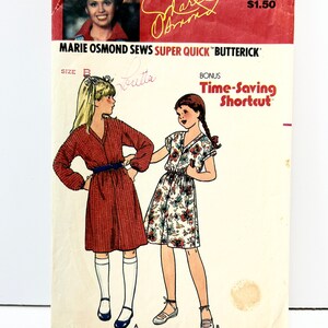 Vintage 1970&#39;s Butterick 6658 Marie Osmond Girls Size B Sm Med (8-10-12) Easy Dress Pattern