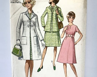 Vintage 1970's Simplicity 9168 Size 12MP Bust 24 Coat or Jacket and Dress Pattern