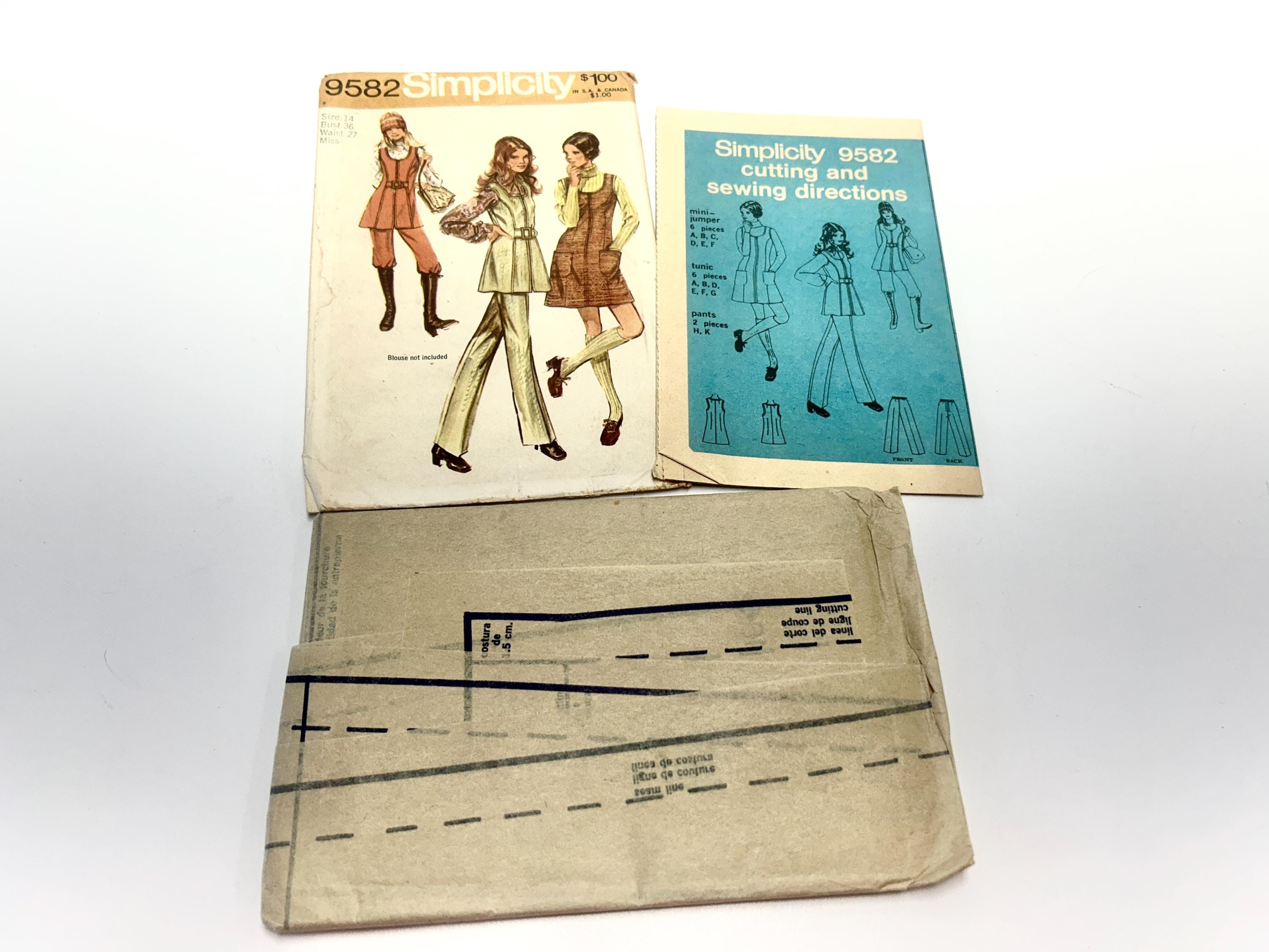 Uncut Vintage 1970's Simplicity 9582 Size 14 Bust 36 Mini-jumper or ...