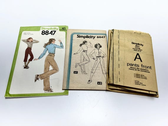 Vintage 1970's Simplicity 8847 Size 9/10 Bust Size 30.5 Pants in