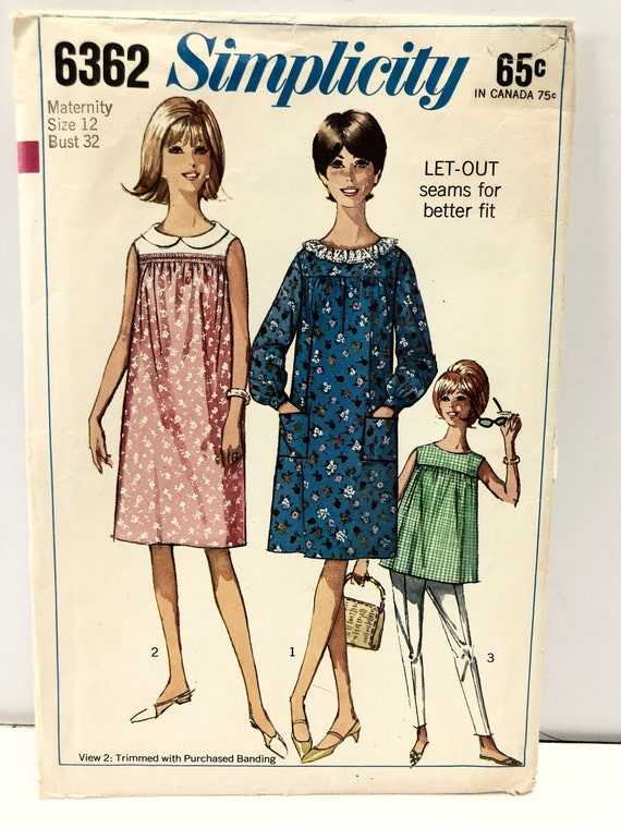 Vintage 1960's Simplicity 6362 Maternity Dress or Top Size 12 - Etsy