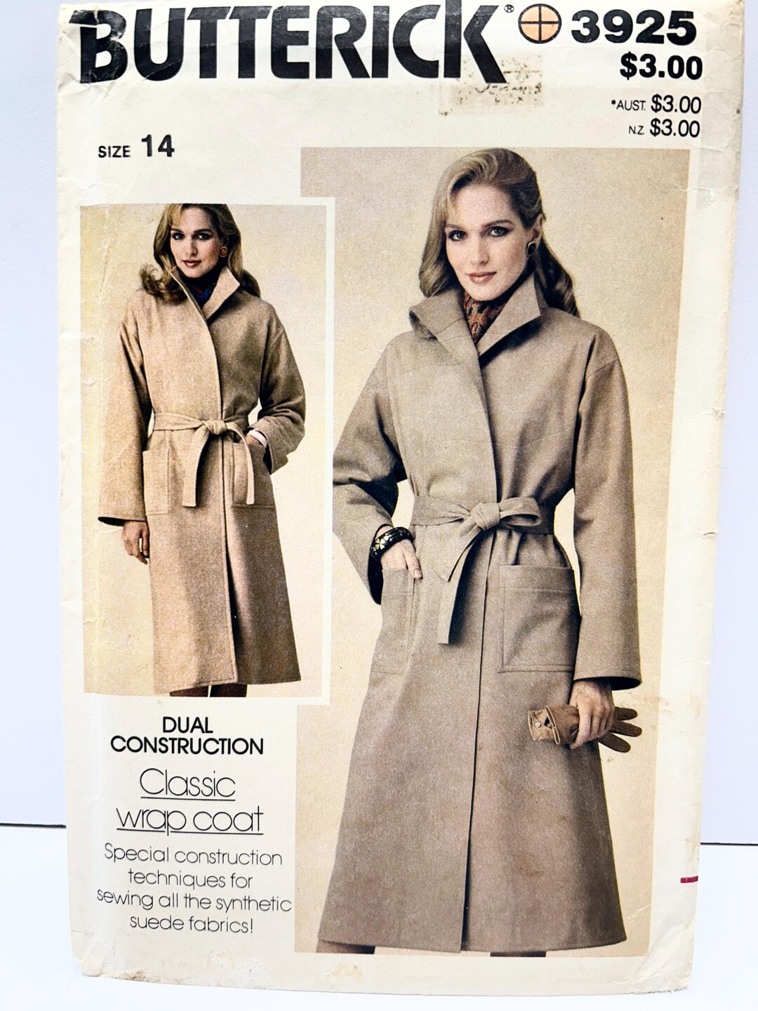 Uncut 1970's Butterick 3925 Size 14 Classic Wrap Coat Pattern - Etsy