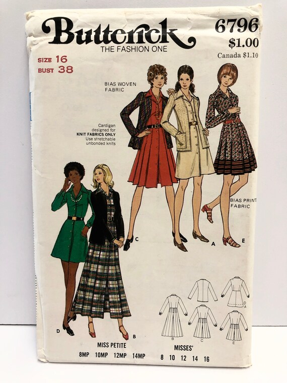 Vintage 1960's Butterick 6796 Dress Maxi Dress Cardigan Pattern Size 16 - Etsy Vintage 1960's Butterick 6796 Dress Maxi Dress Cardigan Pattern Size 16 - Etsy