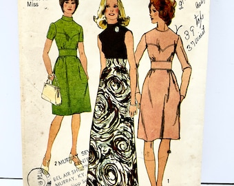 Vintage 1970's Simplicity 5236 Size 18 Maxi or Short Dress Pattern Sleeveless Long or Short Sleeves