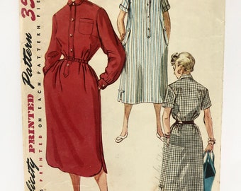 Vintage 1950's Simplieity 4761 Size 13 Bust 31 Short Sleeve Shirt Chemise Dress Pattern