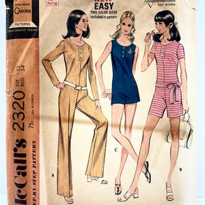 Uncut Vintage 1970&#39;s McCall&#39;s 2320 Size 12 Jumpsuit and Romper Pattern