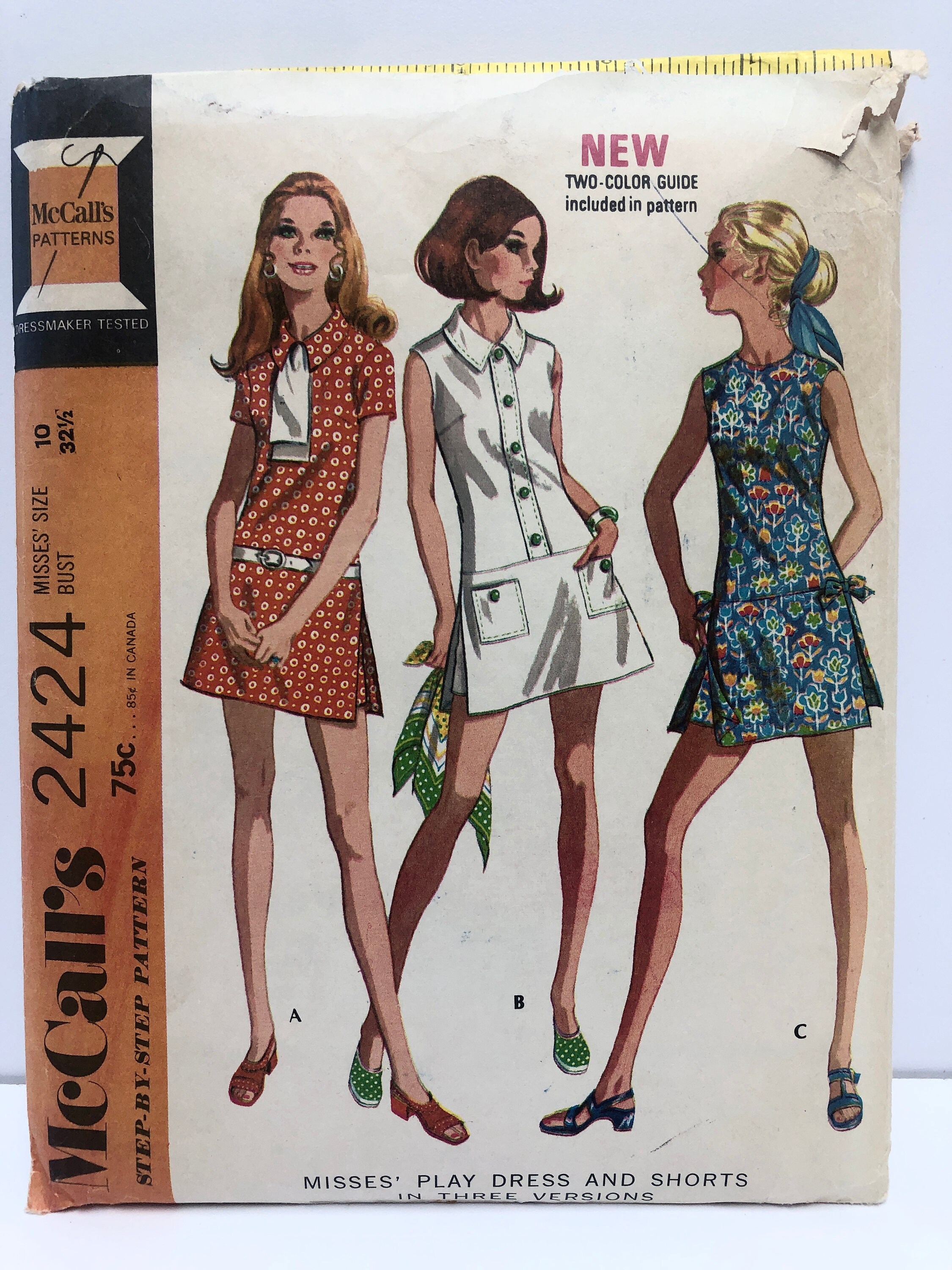 Vintage 1970's Mccall's 2424 Mini Dress 