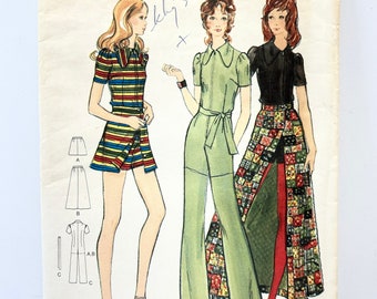 Vintage 1970's Butterick 6449 Size 10 Jumpsuit and Overskirt Pattern