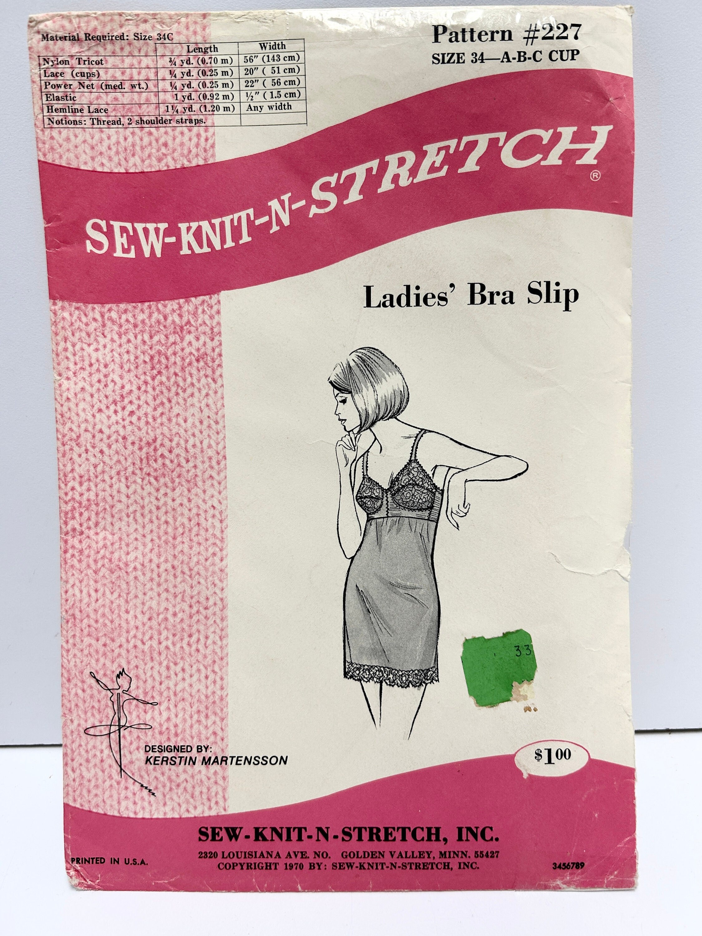 Uncut Vintage 1970's Sew-knit-n-stretch #227 Size 34 A-B-C Cup