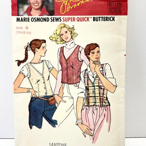 vintage années 1970 Butterick Marie Osmond Taille B (10-12-14) Super Quick Vest Pattern