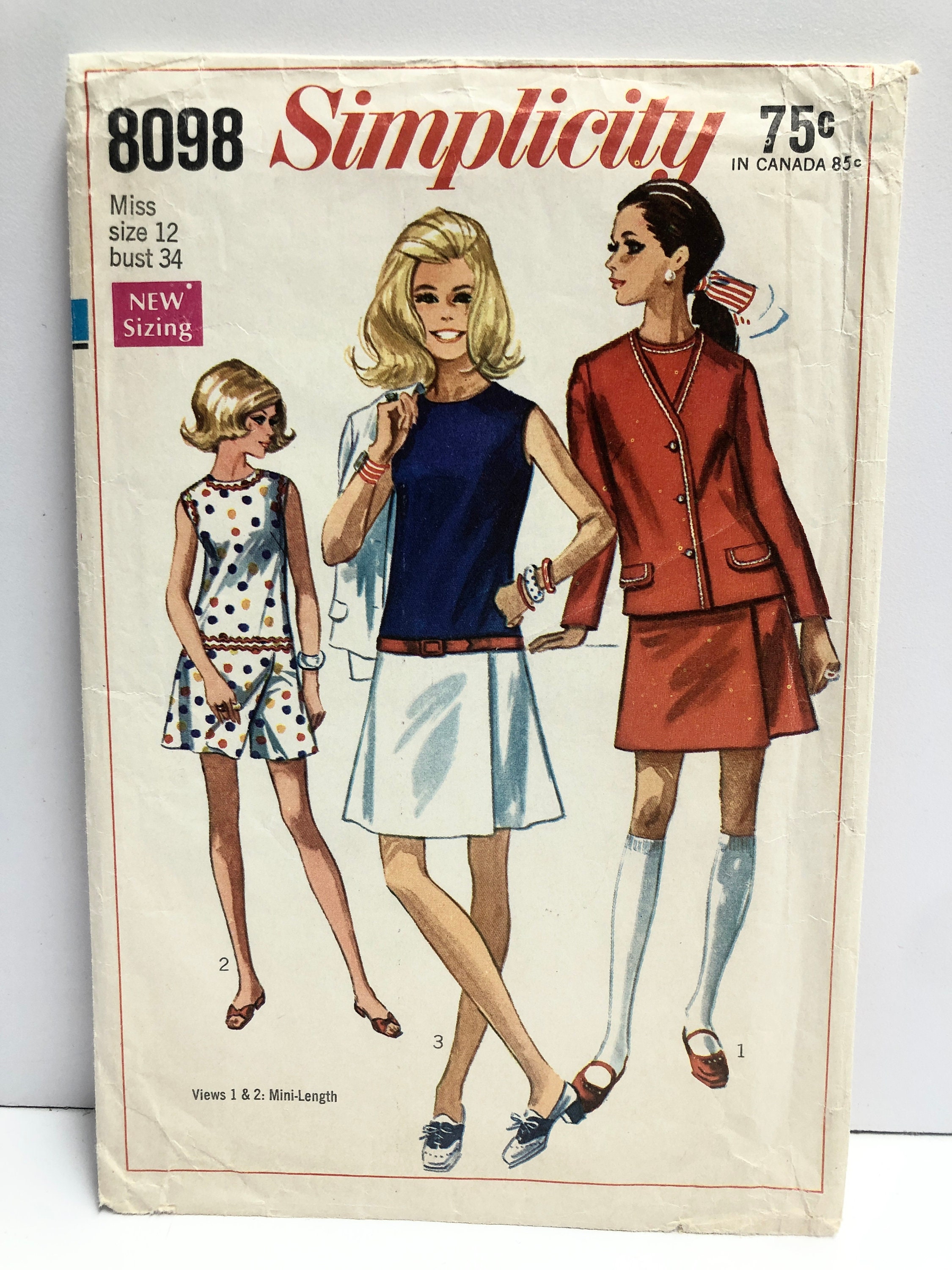 Details about   Vintage Simplicity 8098 CULOTTE DRESS w/ LOW WAIST Sewing Pattern Women Sz 12 