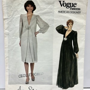 Vintage Vogue 2984 Size 14 Jerry Silverman American Designer Evening Cocktail Dress Maxi