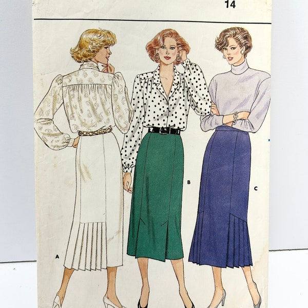 Vintage 1980's Butterick 4123 Size 14 Midi Skirt Pattern With Variations