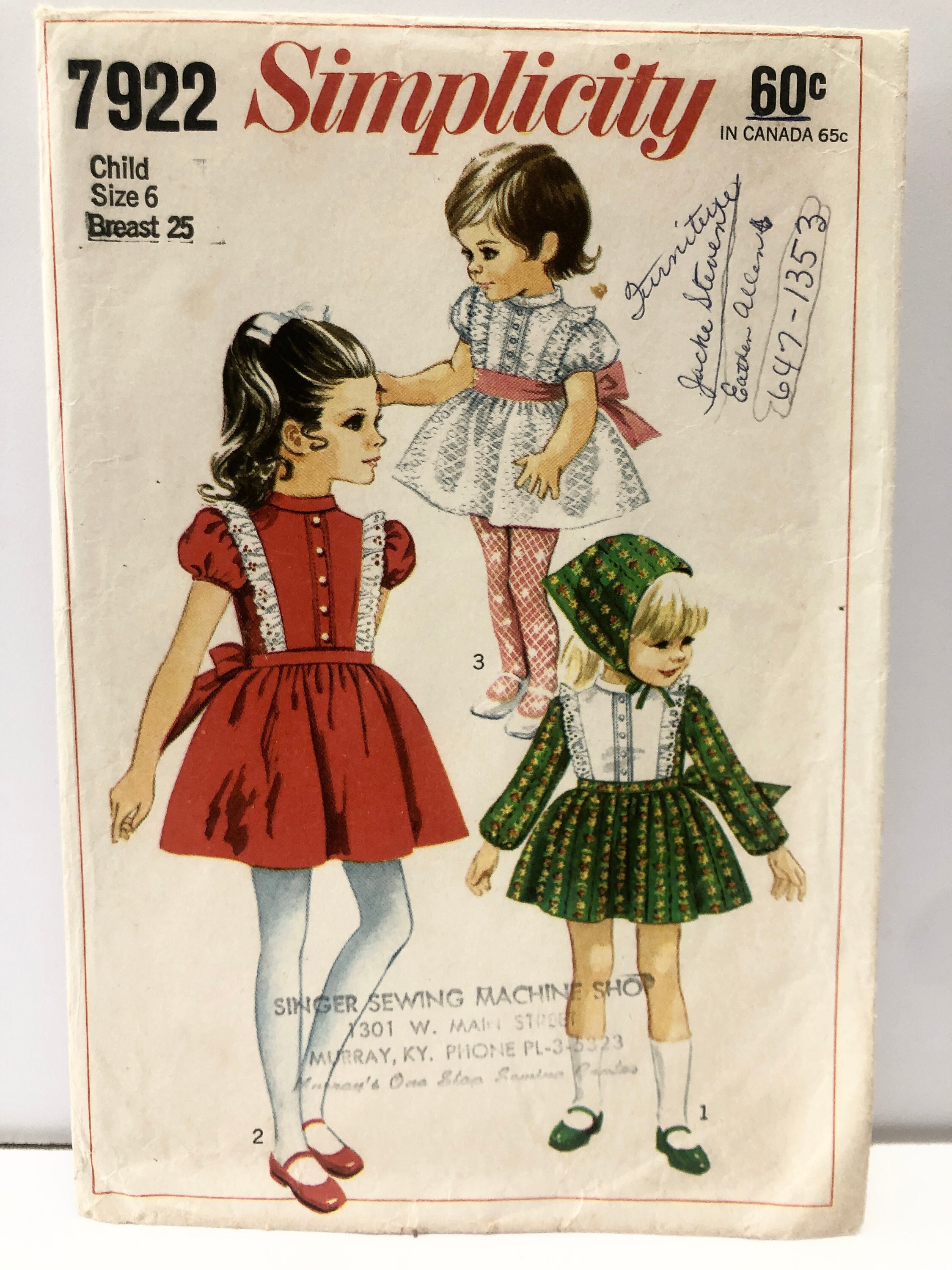 グランドセール 1960's Vintage Simplicity Dress 6 Size Girl's Little 7922 裁縫材料