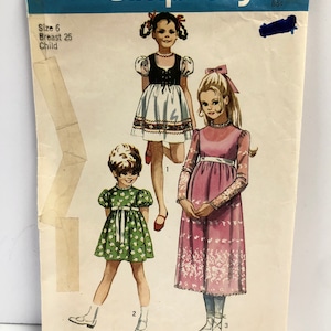 Vintage 1970's Simplicity 9293 Child Size 6 Long or Short Dressy Dress with Bolero Pattern Dirndl