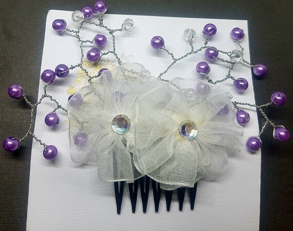 Purple Bridal Hair Accessories Wedding Hair Pieces Hair Etsy