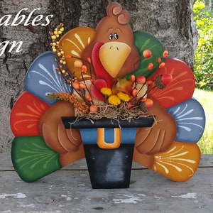 Fall, Autumn, Thanksgiving Turkey Table Topper Sitter - Mantle, Desk, Entryway or Table Fall Decoration