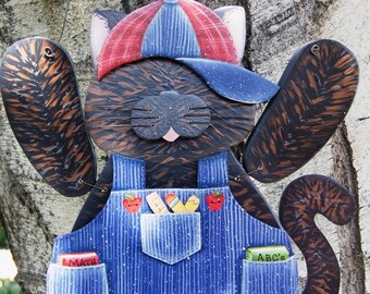 Welcome Seasonal Kitty  - Wood Sign - Home Decor - Interchangeable Outfit