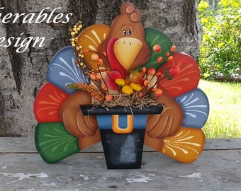 Fall, Autumn, Thanksgiving Turkey Table Topper Sitter - Mantle, Desk, Entryway or Table Fall Decoration