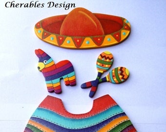 Cinco de Mayo Outfit - Wooden "Seasonal Bear n Friends" Outfit - Interchangeable Wood Outfit