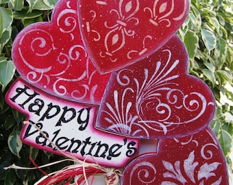 Happy Valentine's Yard Stick - Wood Valentine Sign - Valentine Heart Decoration